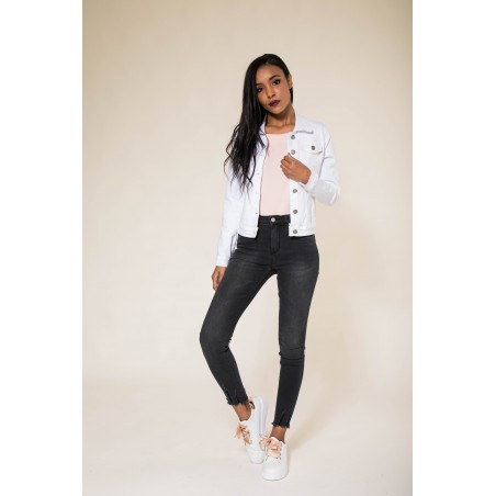 Veste jean cintrée courte blanche Nina Carter - Matière noble 36,90 €