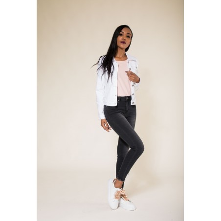 Veste jean cintrée courte blanche Nina Carter - Matière noble 36,90 €