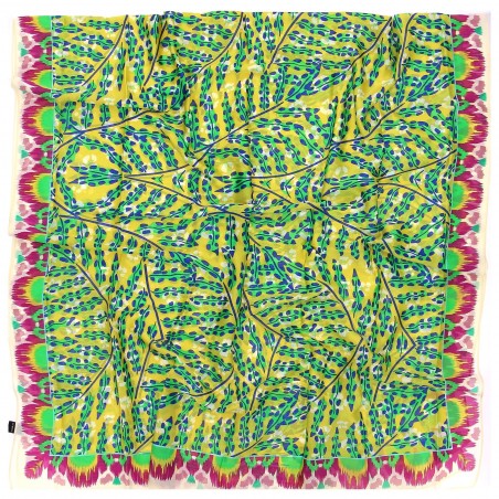 Foulard femmeG. PASQUIER jaune et vert, motif végétal.  - Matière noble 12,90€