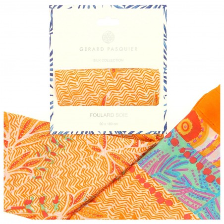 Foulard femmeG. PASQUIER jaune et vert, motif végétal.  - Matière noble 12,90€