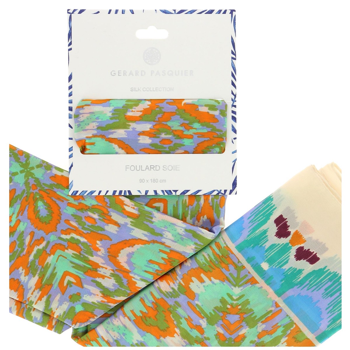 Foulard femme G. Pasquier multicolore orange/vert - Matière noble 12,90€