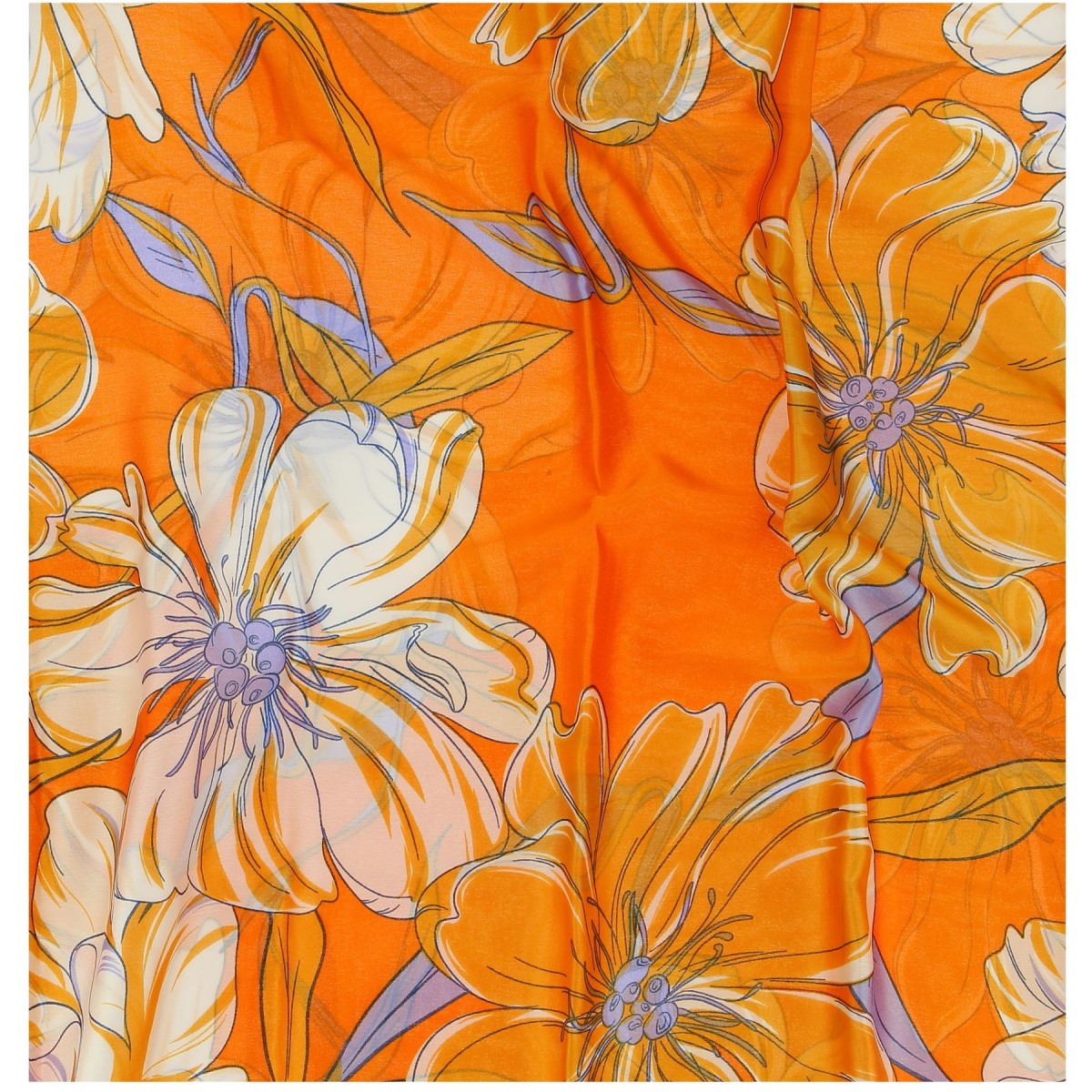 Foulard femme G. Pasquier orange à fleurs - Matière noble 12,90€