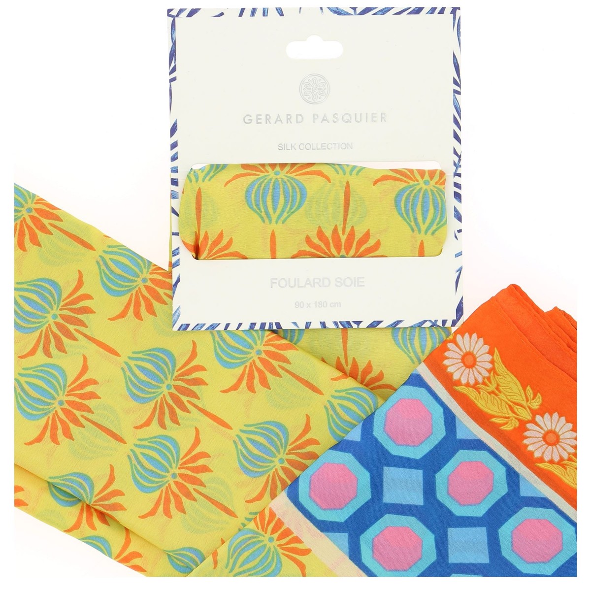 Foulard femme Gérard Pasquier, soie et viscose, multicolore  - Matière noble 12,90€