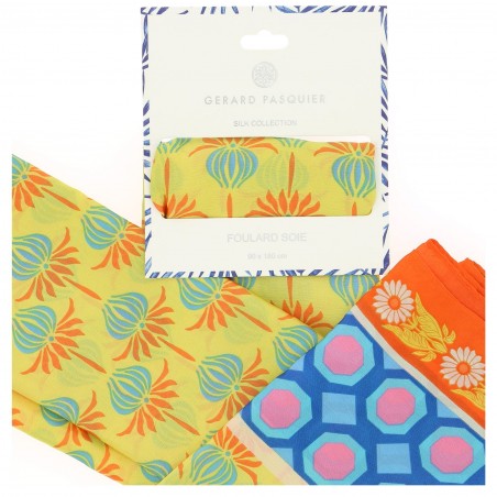 Foulard femme Gérard Pasquier, soie et viscose, multicolore  - Matière noble 12,90€