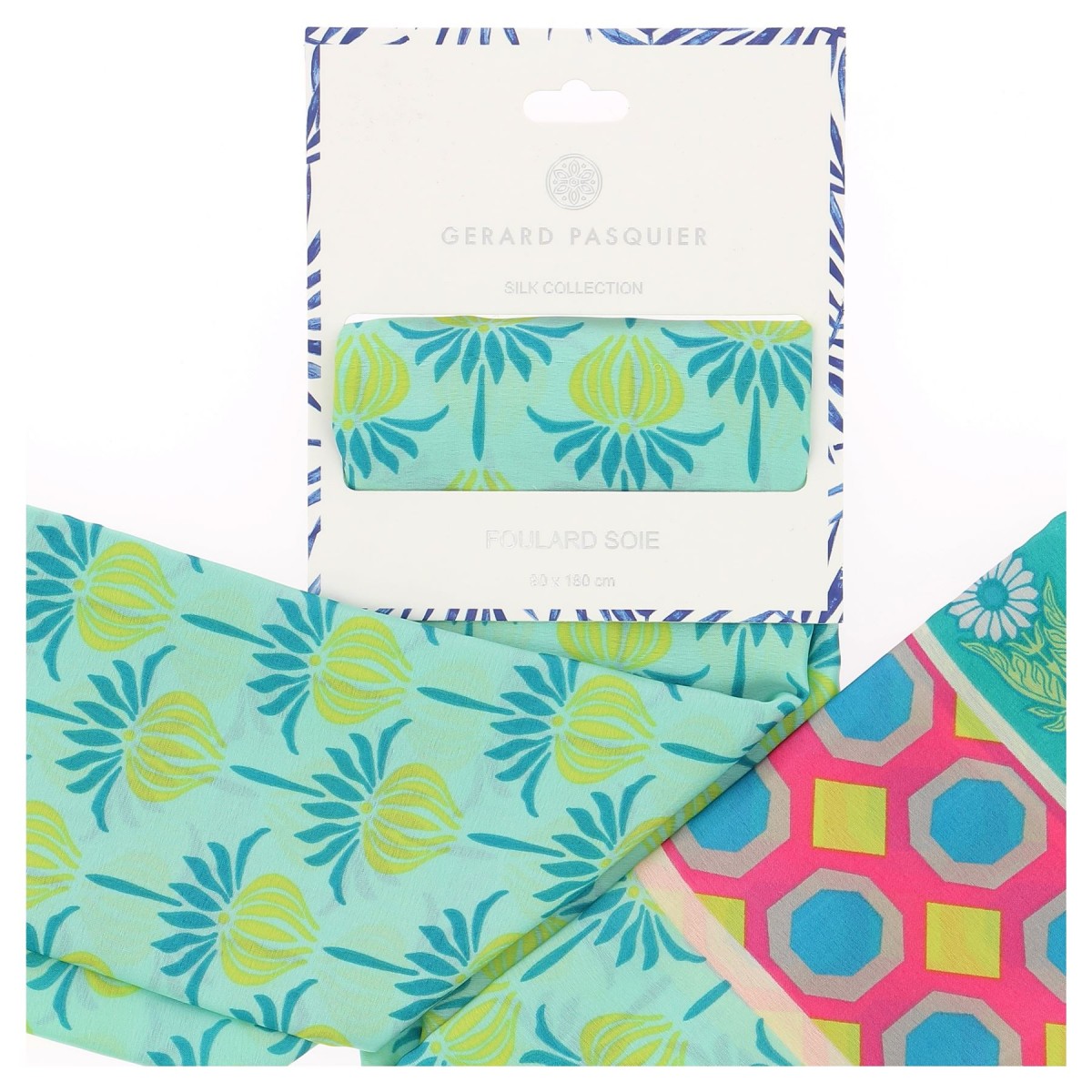 Foulard femme Gérard Pasquier, soie et viscose, multicolore  - Matière noble 12,90€