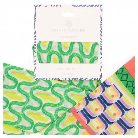 Foulard femme Gérard Pasquier, soie et viscose, multicolore  - Matière noble 12,90€
