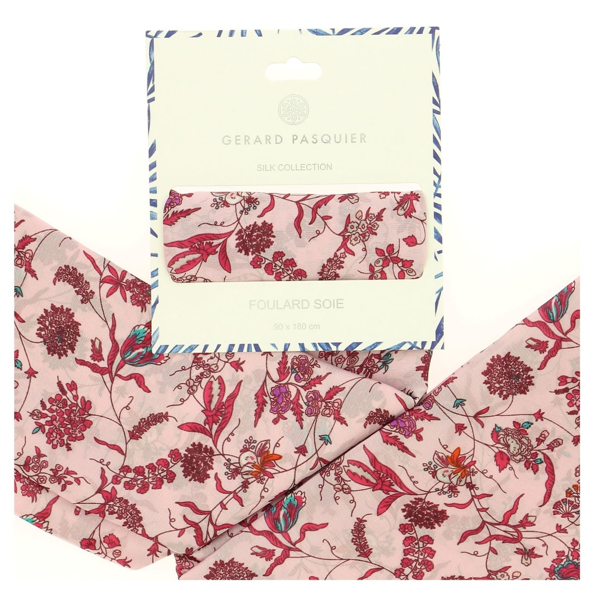 Foulard femme Gérard Pasquier motif floral rose - Matière noble 12,90€
