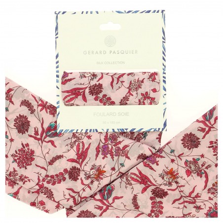 Foulard femme Gérard Pasquier motif floral rose - Matière noble 12,90€