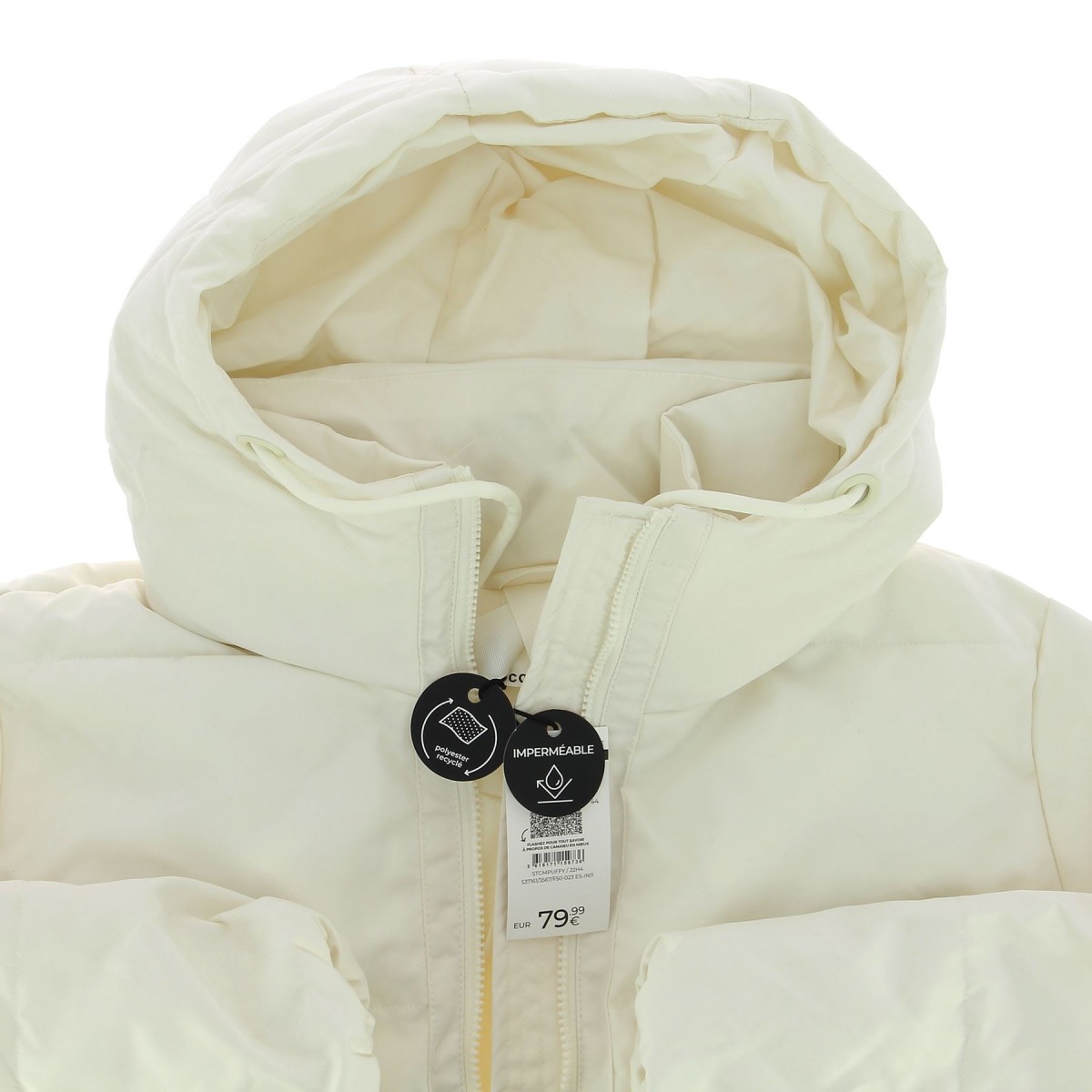 Doudoune femme Camaieu crème oversize - Matière noble 45,90€