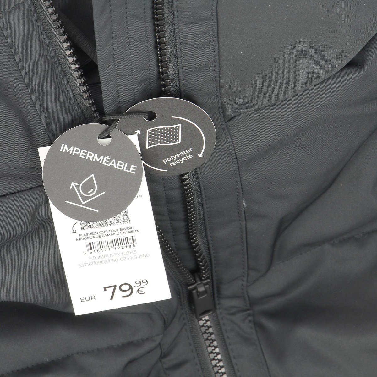 Veste matelassée femme Camaieu noire oversize - Matière noble 45,90€
