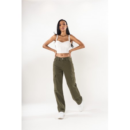 PANTALON CARGO LARGE NINA CARTER KAKI