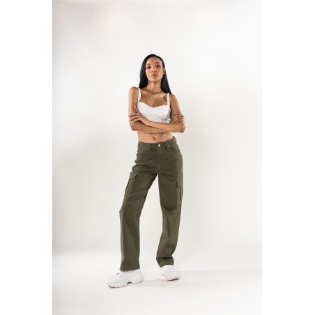 PANTALON CARGO LARGE NINA CARTER KAKI