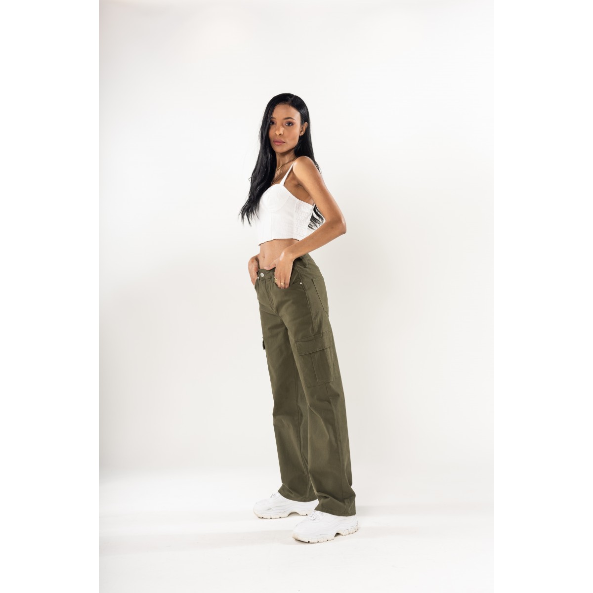 PANTALON CARGO LARGE NINA CARTER KAKI