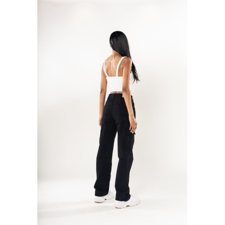 Pantalon cargo ample femme noir Nina Carter - Matière noble 29,90€