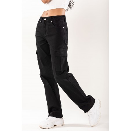 Pantalon cargo ample femme noir Nina Carter - Matière noble 29,90€