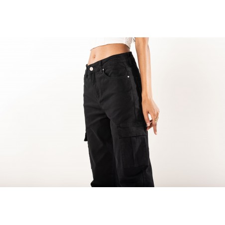 Pantalon cargo ample femme noir Nina Carter - Matière noble 29,90€