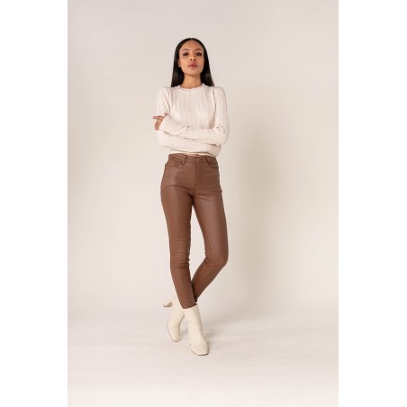 Jean enduit Push up marron Nina Carter stretch - Matière noble 26.90€