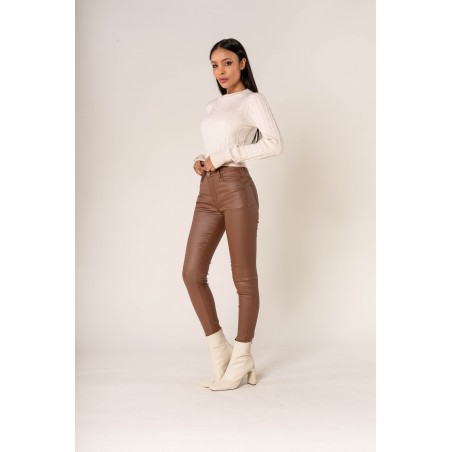 Jean enduit Push up marron Nina Carter stretch - Matière noble 26.90€