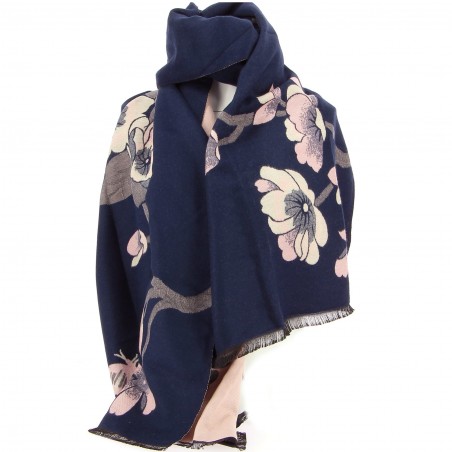 Grande écharpe GERARD PASQUIER marine et rose - Matière noble 19,90€
