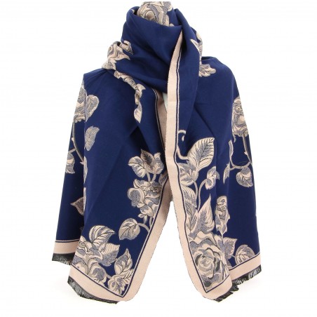 Grande écharpe GERARD PASQUIER marine et rose - Matière noble 19,90€