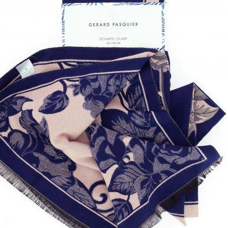 Grande écharpe GERARD PASQUIER marine et rose - Matière noble 19,90€
