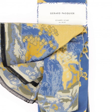Grande étole GERARD PASQUIER moutarde / bleu - Matière noble 19,90€