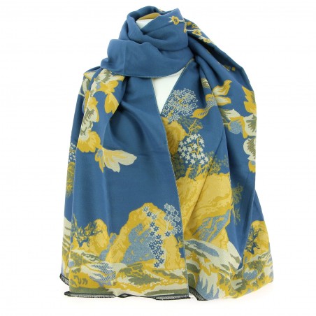 Grande étole GERARD PASQUIER moutarde / bleu - Matière noble 19,90€