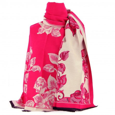 Grande écharpe GERARD PASQUIER beige et fuchsia - Matière noble 19,90€
