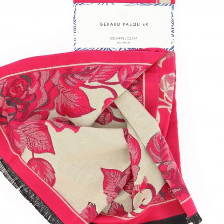 Grande écharpe GERARD PASQUIER beige et fuchsia - Matière noble 19,90€