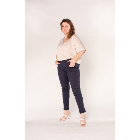 Pantalon stretch marine femme - Matière noble 29,90€