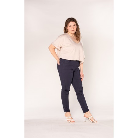 Pantalon stretch marine femme - Matière noble 29,90€