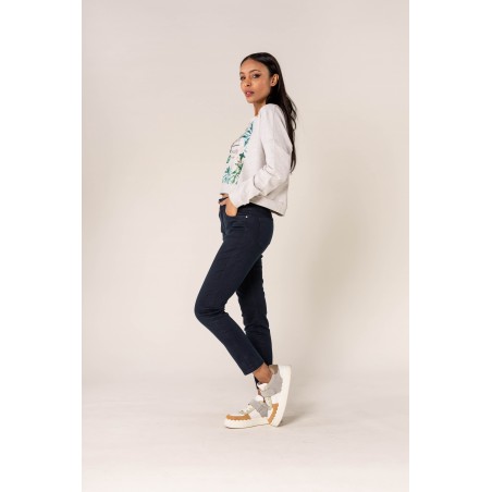 Pantalon stretch marine femme - Matière noble 29,90€