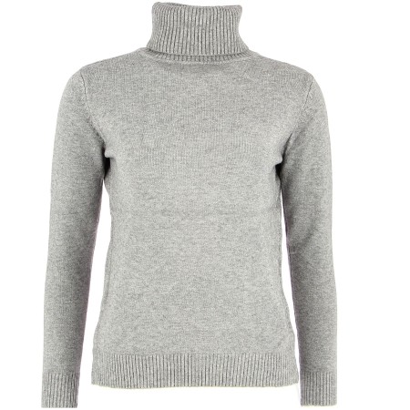 PULL FEMME COL ROULE GRIS