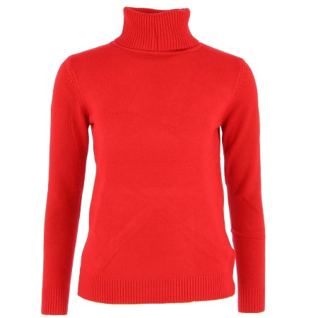 PULL FEMME COL ROULE ROUGE