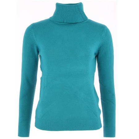 PULL FEMME COL ROULE BLEU PAON