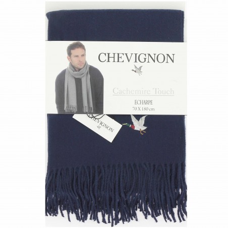 Echarpe homme CHEVIGNON bleu marine, toucher cachemire - Matière noble 19.90 euros