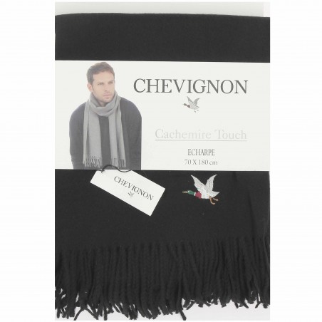 Echarpe homme CHEVIGNON noire, toucher cachemire - Matière noble 19.90 euros