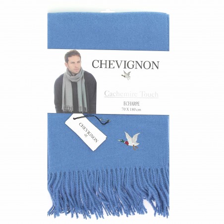 Echarpe homme CHEVIGNON bleue, toucher cachemire - Matière noble 19.90 euros