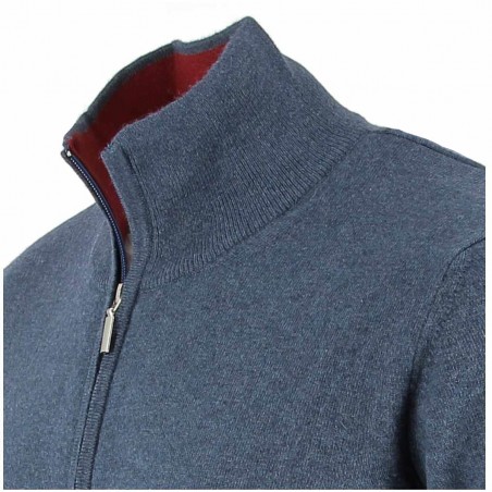 Gilet homme laine et Cachemire bleu jean  - Matière noble 39.90€
