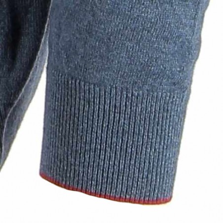 Gilet homme laine et Cachemire bleu jean  - Matière noble 39.90€