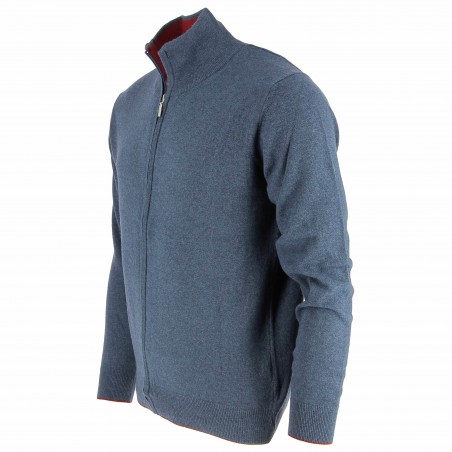 Gilet homme laine et Cachemire bleu jean  - Matière noble 39.90€