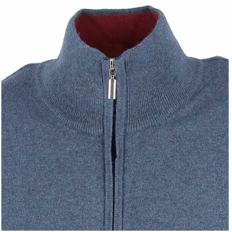 Gilet homme laine et Cachemire bleu jean  - Matière noble 39.90€