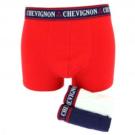 Boxer Chevignon PACK DE 3 : rouge, blanc et marine - Matiere-noble 14.90€
