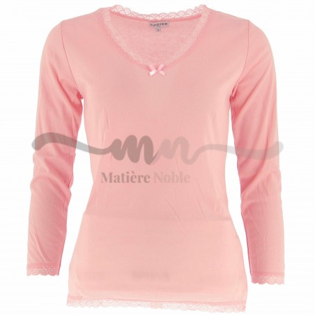 Tee-shirt chaud RODIER rose manches longues - Matière noble 8,90€