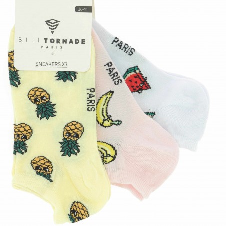 Lot de 3 paires de socquettes fantaisies Bill Tornade - Matière noble 4.50€