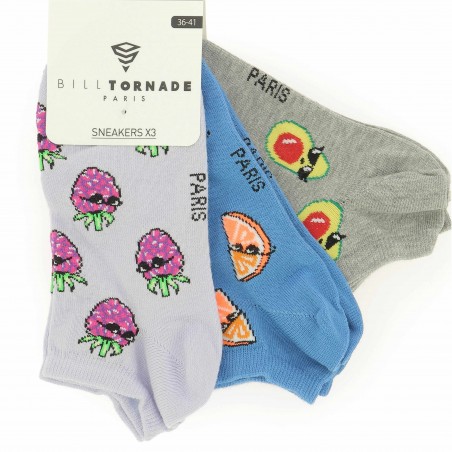 Lot de 3 paires de socquettes fantaisies Bill Tornade - Matière noble 4.50€