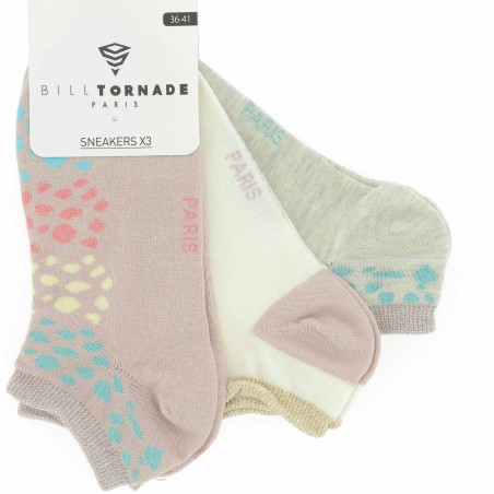 Lot de 3 paires de socquettes fantaisies Bill Tornade - Matière noble 4.50€