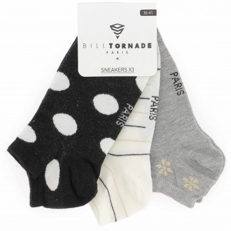 Lot de 3 paires de socquettes fantaisies Bill Tornade - Matière noble 4.50€