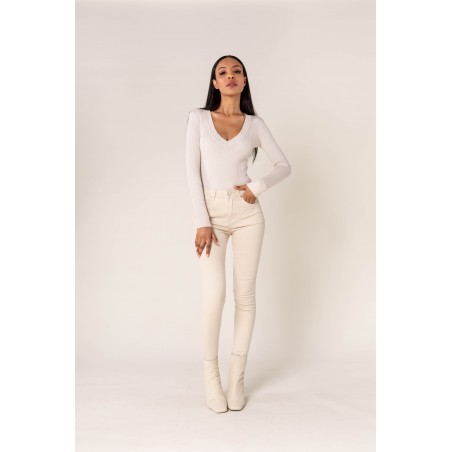 Pantalon stretch slim écru Nina Carter - Matière noble 29,90€