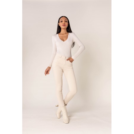 Pantalon stretch slim écru Nina Carter - Matière noble 29,90€